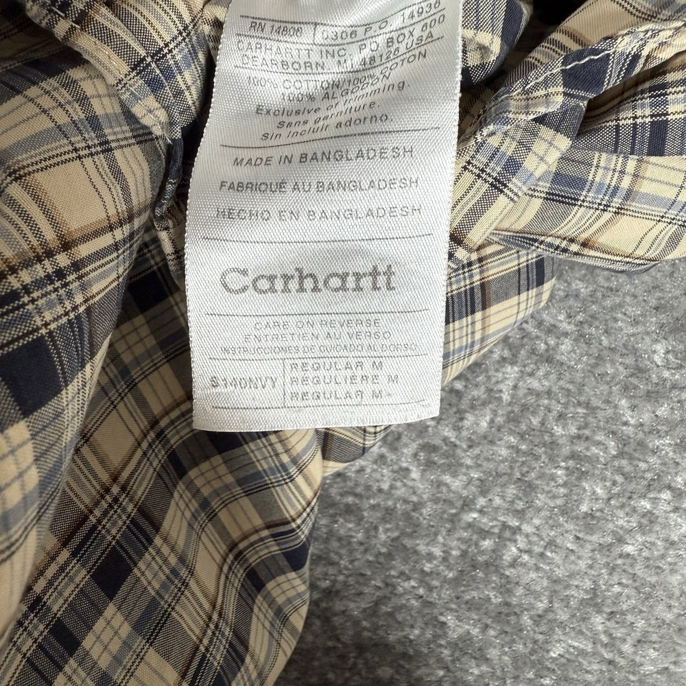 Carhartt Snap Front Shirt Men's Medium Beige Plaid Long Sleeve S140NVY - Picture 4 of 7